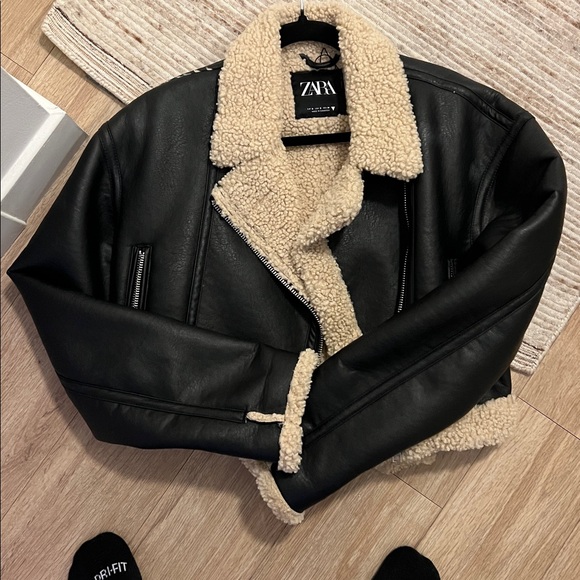 ZARA DOUBLE FACED JACKET BLACK - SMALL - Picture 5 of 6